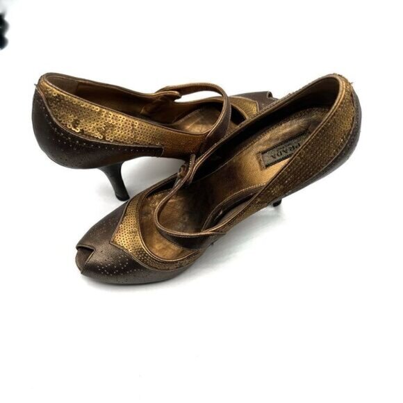 Prada vintage sequin Peep toe pump Sz 385 - Picture 4 of 14